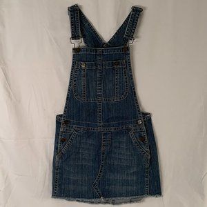 Industrial Cotton Jean Overall Denim mini Skirt. Has two pockets on the back.
